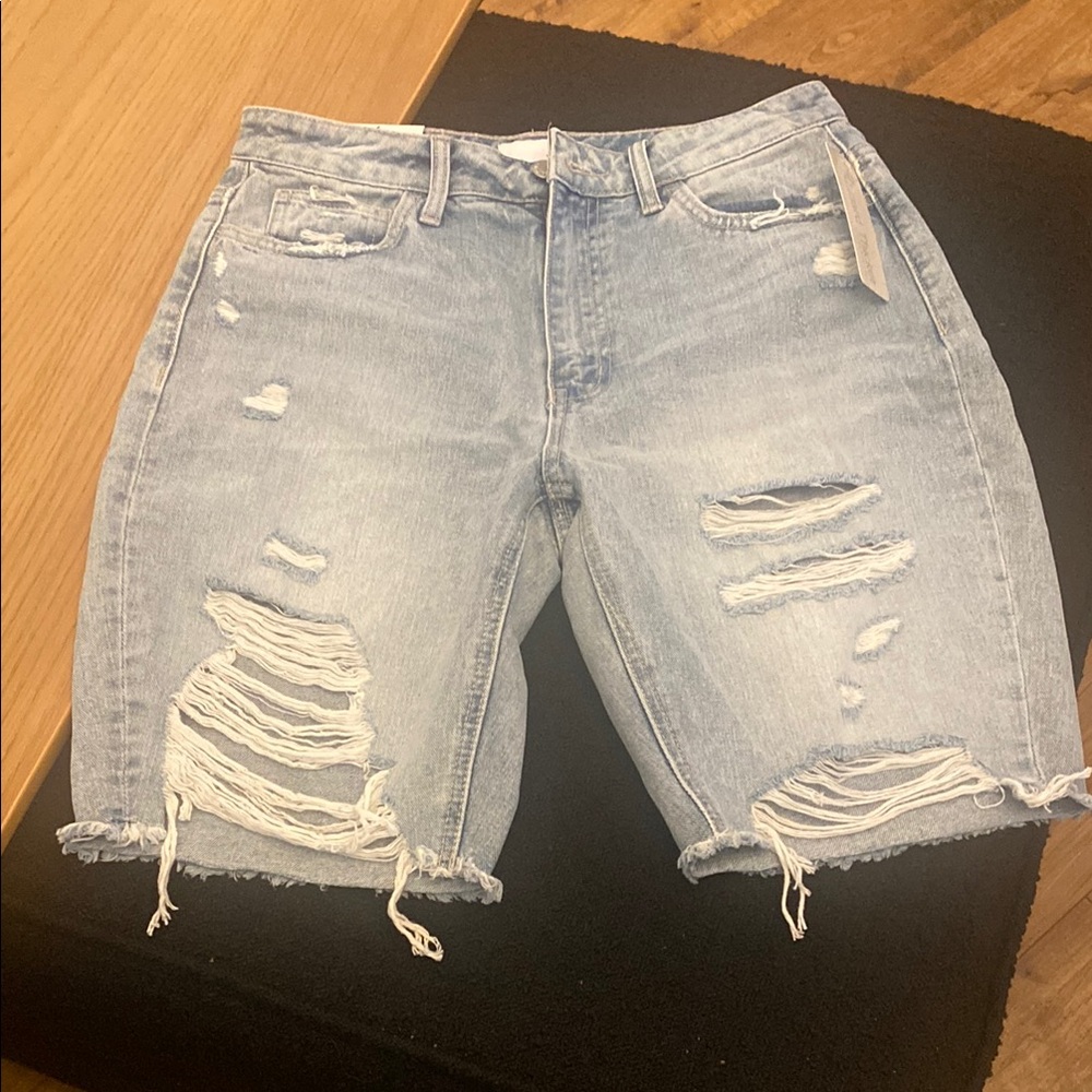 New Vervet Distressed Light Blue Denim Shorts